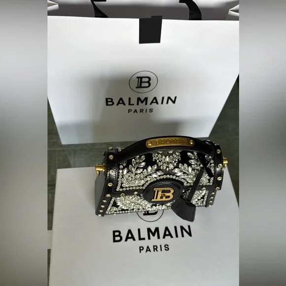 Balmain Black and Gold Mini Bag with Iconic Logo - Picture 3 of 3